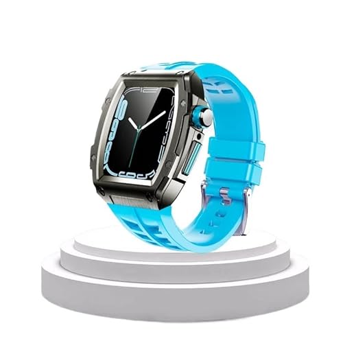 IENYU Modifikationsset für Apple Watch 7, 44 mm, 45 mm, luxuriöses Edelstahl-Gummi-Armband für iWatch Serie 6, SE, 5, 4, 44MM, Achat von IENYU
