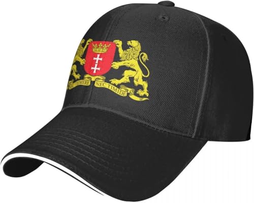 Baseballkappe Snapback Sonnenhut Danzig Schild Baseballkappe für Männer und Frauen Hip Hop Trucker Mütze Designer Mütze Polen Strandhut Geburtstagsgeschenk für Männer Frauen von IEOGHWXY