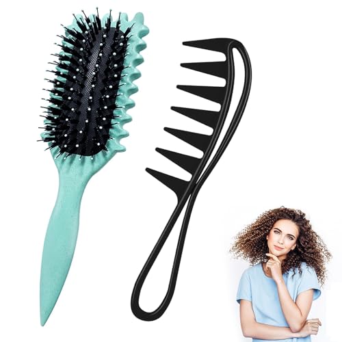 IETWATE Lockige Haarbürste, Blow Curl Defining Bürsten für lockiges Haar, Massage Bounce Curl Bürste, Styling Definieren Locken Bürsten mit breitem Zahnkamm, für Damen und Herren, nasses, dickes von IETWATE