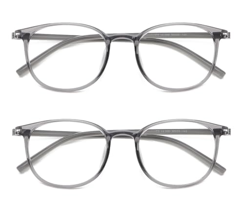IEYELUUK Lesebrille Blaulichtfilter Rund Modisch für Damen, Computer Lesehilfe Ohne Gelbstich mit Klaren Gläsern, Entspiegelt Dioptrien +2.0 von IEYELUUK