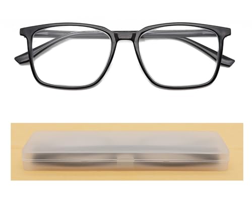 IEYELUUK Lesebrille Flach Breit mit Blaulichtfilter Für Damen Herren, Lesehilfe Dünn Tragbar mit Hartetui, Großer Kopf Dioptrien +3.0 von IEYELUUK