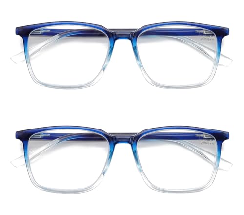 IEYELUUK Lesebrille Tragbar Groß Breites Gesicht für Damen Herren mit Blaulichtfilter, Lesehilfe Dünn Flach, mit Hartetui Dioptrien +2.0 von IEYELUUK
