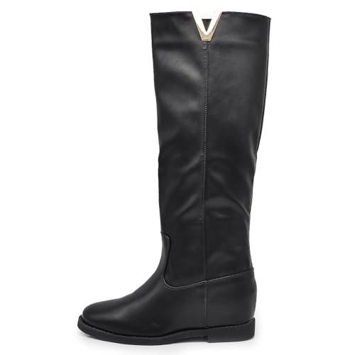 IF Fashion Damen Stiefeletten Keilabsatz innen perforiert Frühling Sommer Fransen LY75-1, 81 7 Schwarz, 37 EU von IF