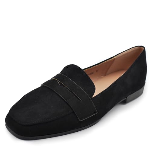 IF Fashion Schuhe Mokassins Slip On Loafers Weich Damen mit Strass Pietri Wildleder 7137, 20066 Schwarz, 38 EU von IF