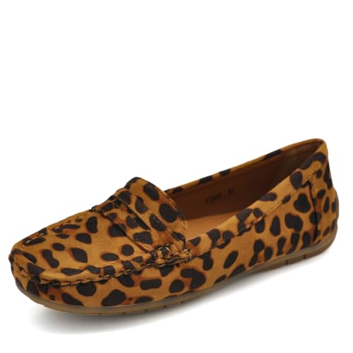 IF Fashion Schuhe Mokassins Slip On Loafers Weich Damen mit Strass Pietri Wildleder FT245, 245 Leopard, 38 EU von IF