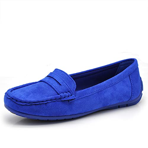 IF Fashion Schuhe Mokassins Slip On Loafers Weich Damen mit Strass Pietri Wildleder FT245, 245 Bluette, 37 EU von IF