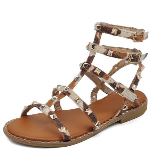 IF Fashion Schuhe Sandalen Flip-Flops Gladiator Sommerstiefel für Damen mit Nieten Kunstleder 6868-136, 101 gefleckte Kamel, 39 EU IF Fashion Schuhe Sandalen Flip-Flops Gladiator Sommerstiefel für Damen mit Nieten Kunstleder 6868-136, 101 gefleckte Kamel, 39 EU von IF