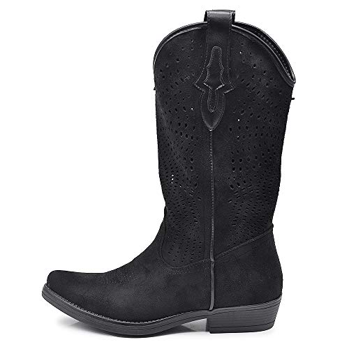 IF Fashion Stiefel Cowboy Western Texani Damenschuhe Spitze Camperos LY80-12, 19004 5 Schwarz, 38 EU IF Fashion Stiefel Cowboy Western Texani Damenschuhe Spitze Camperos LY80-12, 19004 5 Schwarz, 38 EU von IF