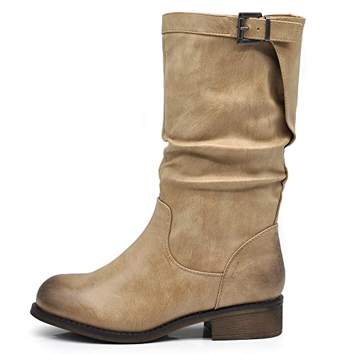 IF Fashion Stiefel Damen Biker Motorradstiefel 991, If 991 Beige, 39 EU von IF