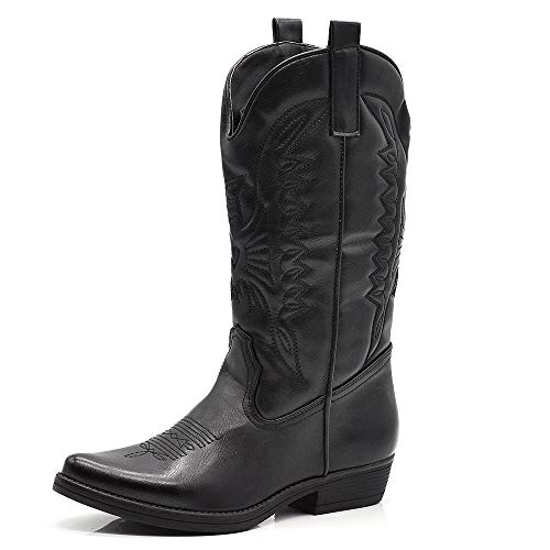 IF Fashion Stiefel Stiefel Texani Cowboy Western Damen Schuhe Zehe Camperos Ethnische C19004-4, 04 4 Schwarz, 36 EU von IF