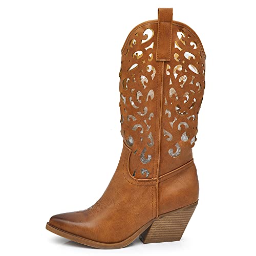 IF Fashion Stiefel Stiefel Texani Cowboy Western Schuhe Damen Spitze Camperos Ethnici 629, 80 3 Leder, 40 EU von IF