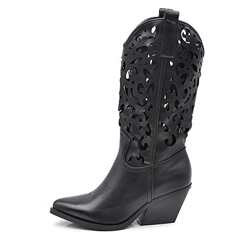 IF Fashion Stiefel Stiefel Texani Cowboy Western Schuhe Damen Spitze Camperos Ethnici 629, 80 3 schwarz, 36 EU von IF