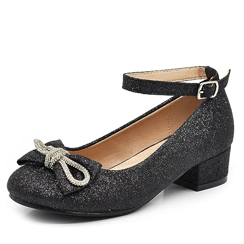 IF Ballerinas für Mädchen, Glitzer, Schleife, Strass, Pietri Zeremonie, Schmuck, W7008, 7008 Schwarz, 32 EU von IF