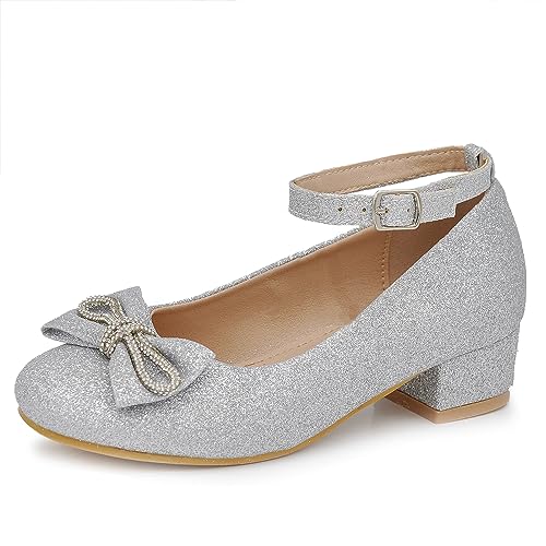 IF Ballerinas für Mädchen, Glitzer, Schleife, Strass, Pietri Zeremonie, Schmuck, W7008, 7008 Silber, 31 EU von IF