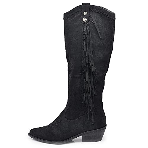 Texani Cowboy Western Damen-Stiefel Frange Camperos Ethnici 625, Ml60 Schwarz, 40 EU von IF