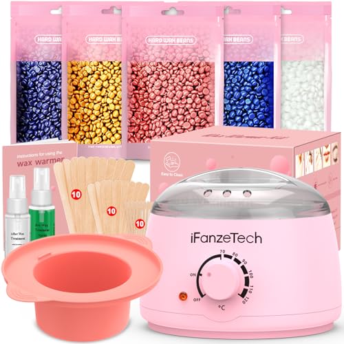 Waxing Set Wachs Haarentfernung Set: Wax Maschine Warmwachs Haarentfernung Gerät mit Silikon Schale, 5 Packungen Wachsperlen für Gesicht, Brazilian Bikinizone, Körper, Waxing kit Women Men von IFANZETECH