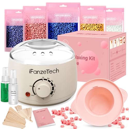 Waxing set für Gesicht Beine Ganzkörper: iFanzeTech Schmerzlos Waxing kit, Wachswärmer Wachsmaschine zur Haarentfernung mit 500g Waxing Perlen für Frauen Herren von IFANZETECH