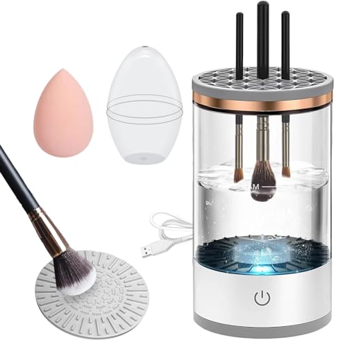 Make-up-Pinsel-Reiniger, elektrischer Kosmetikpinsel-Reiniger mit einem Make-up-Schwamm, automatisch drehender Make-up-Pinsel-Reiniger, passend für alle Größen, Geschenk für Frauen und Freunde von IFASHIHOME