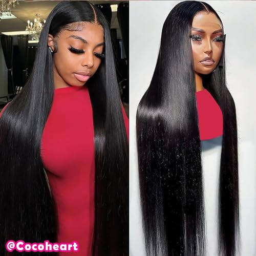 HD Lace Front Perücke – 13x6 Kleberfreie Glatte Echthaarperücke für Damen, 200% Dichte, Vorgezupfter Haaransatz, Natürlicher Look(34inches) von IFFASNZXP