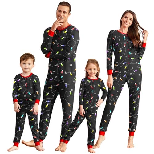 IFFEI Familien-passendes Weihnachts-Pyjama-Set, einteiliges Schlafanzug-Set mit Kapuze, Weihnachtsmann-Elfen-Einteiler-Outfit 6-7 Years von IFFEI