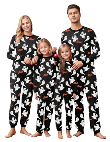 IFFEI Helloween Pyjama Langarm Schlafanzug Zweiteiler Pjs Sets Tops und Pants Hausanzug Black Women Medium von IFFEI
