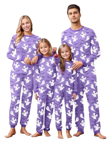 IFFEI Helloween Pyjama Langarm Schlafanzug Zweiteiler Pjs Sets Tops und Pants Hausanzug Purple Women XLarge von IFFEI