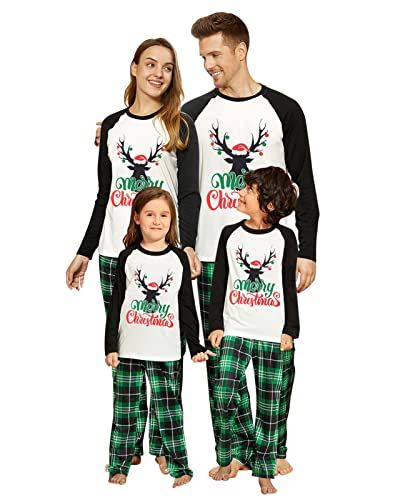 IFFEI Passende Familien Pyjama-Sets Weihnachts-PJ's Elch und Karierte Hosen, Schlafanzüge 4-5 Years von IFFEI