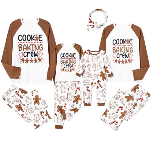 IFFEI Weihnachts Pyjama Passende Familien Pyjama Sets Langarm Schlafanzug Zweiteiler Tops und Pants Hausanzug Kaffee 3-4 Jahre von IFFEI