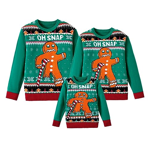 IFFEI Weihnachtspullover Familie Set Rundhals Lustige Ugly Christmas Sweater Gingerbread Men Large von IFFEI