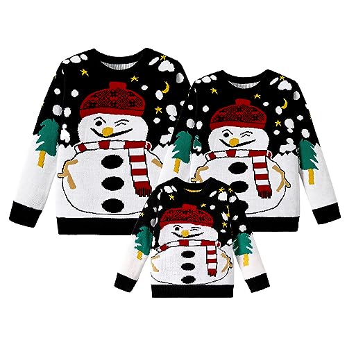 IFFEI Weihnachtspullover Familie Set Rundhals Lustige Ugly Christmas Sweater Snowman Women Small von IFFEI