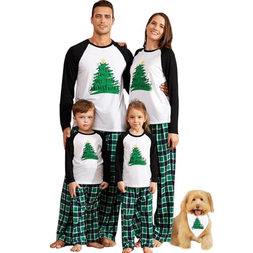 IFFEI Weihnachtspyjamas für Familien, passende Pyjama-Sets mit T-Shirt und Hose mit Weihnachtsmuster und Tasche 10-11 Years von IFFEI