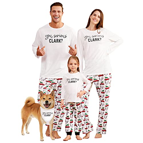 IFFEI Weihnachtspyjamas für die Familie, passende Pyjama-Sets mit Hirsch-Langarm-T-Shirt und Karierten Hosen, Loungewear mit Tasche Women L von IFFEI