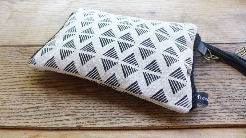 Frauen Handtasche, Boho Abend Clutch, Damen Leinen Geldbörse, Cocktail-Party Schwarz Und Weiß Original Kunstdruck, Einzigartiges Geschenk von IFFIcreations