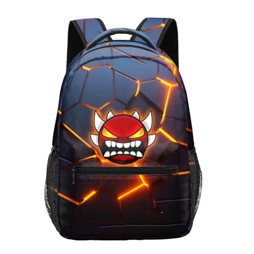 IFHSIGoe Geometry Dash Kinder-Rucksack, 43,2 cm (17 Zoll), für Studenten, Campus, Schultasche, Laptop-Umhängetasche, geeignet für Jungen und Mädchen), zusätzliche Weblabs von IFHSIGoe