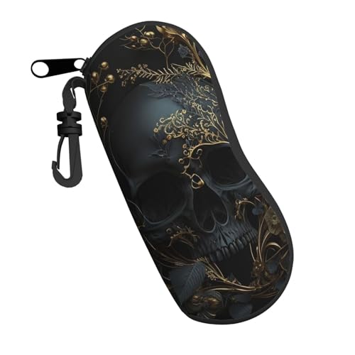 IFHSIGoe Sonnenbrille mit Totenkopf, Rose, Gothic, Gold, florale Kunst, dunkle Sonnenbrille, weiches Etui für Damen und Herren, Brillenetui, Reißverschluss, weiche Brillensicherheitstasche mit Clip, IFHSIGoe Sonnenbrille mit Totenkopf, Rose, Gothic, Gold, florale Kunst, dunkle Sonnenbrille, weiches Etui für Damen und Herren, Brillenetui, Reißverschluss, weiche Brillensicherheitstasche mit Clip, von IFHSIGoe