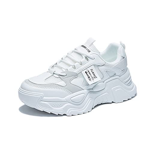 IFIKK 2023 Neueste Frühjahr Damenschuhe Mit Dicken Sohlen Erhöhen Lässige Sportschuhe Schuhe Mit Dicken Sohlen Flache Schuhe Trendige Turnschuhe (AC11,40) von IFIKK
