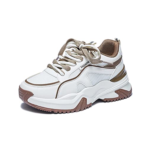 IFIKK 2023 Neueste Frühjahr Damenschuhe Mit Dicken Sohlen Erhöhen Lässige Sportschuhe Schuhe Mit Dicken Sohlen Flache Schuhe Trendige Turnschuhe (AC4,37) von IFIKK