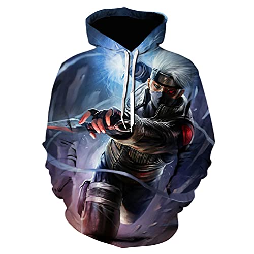 IFIKK Anime Pullover Hoodie Jungen Mädchen 3D Druck Manga Anime Kapuzenpullover Japanischen Anime Hoodie Kakashi Sasuke Pullover Outwear Unisex Sweatshirt (Stil 2, M) von IFIKK