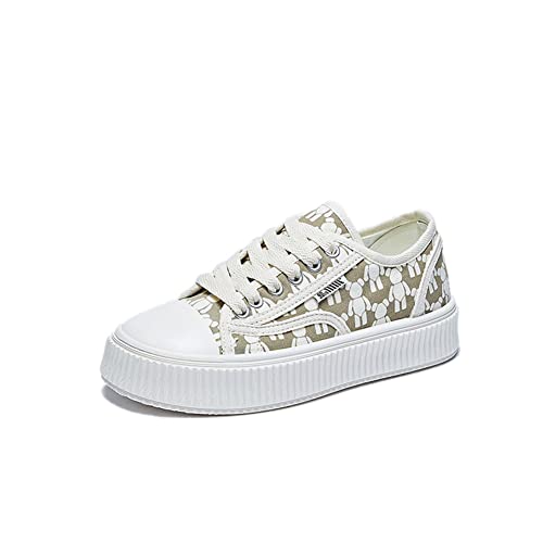 IFIKK Damenschuhe Hohe Atmungsaktive Dünne Schnitt Dicker Boden Keks Leinwand Vielseitige Muffin Kleine Whiteboard-Schuhe (AZ3,38) von IFIKK