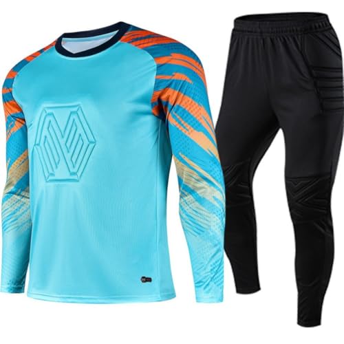 IFIKK Erwachsene Kinder Fußball Torwart Trikots Trainingsanzug Herren Fußball Torwart Trainingsanzug Langarm Uniform Junge Torwarttrikots (N,M) von IFIKK