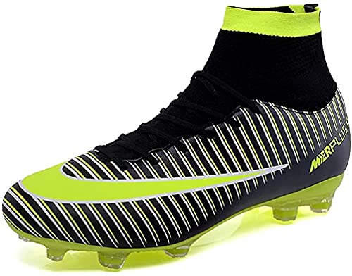 IFIKK Fußballschuhe Herren High Top Spike Cleats Athletics Fußballschuhe Kinder Jungen Professionelle Trainingsschuhe Outdoor Sport Fußball Stiefel Wettkampf Unisex-Kinder (Schwarz Grün, 38) von IFIKK