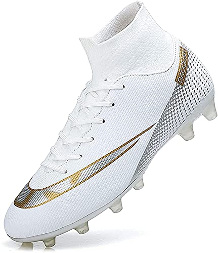 IFIKK Fußballschuhe Herren High Top Spike Cleats Athletics Fußballschuhe Kinder Jungen Professionelle Trainingsschuhe Outdoor Sport Fußball Stiefel Wettkampf Unisex-Kinder (Weiß, 36) von IFIKK