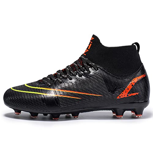 IFIKK Fußballschuhe Herren Spike Cleats Athletics Spikes Fußballschuhe Unisex-Kinder Trainingsschuhe Professionelle Turnschuhe Outdoor Sport Fußball Stiefel Wettkampf (Hoch Stil 10, EU34) von IFIKK