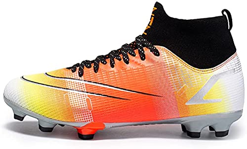 IFIKK Fußballschuhe Herren Spike Cleats Athletics Spikes Fußballschuhe Unisex-Kinder Trainingsschuhe Professionelle Turnschuhe Outdoor Sport Fußball Stiefel Wettkampf (Hoch Stil 8, EU34) von IFIKK