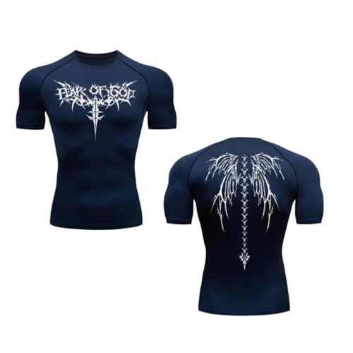 IFIKK Herren Kompression Shemd Anime Print Gym Sport Schnell Trocknen Gym T-Shirts Fitness Sportliche Unterhemden Elastizität Tops T-Shirt Sommer Männlich (05GYM,XXL) von IFIKK