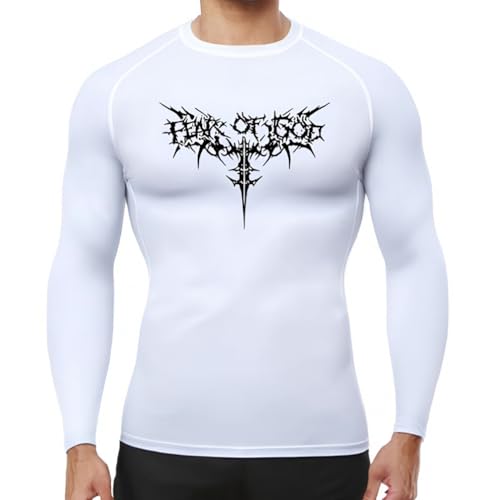 IFIKK Herren Kompression Shemd Lange Ärmel Anime Print Gym Sport Schnell Trocknen Gym T-Shirts Fitness Sportliche Unterhemden Elastizität Tops Männlich (ST002,M) von IFIKK