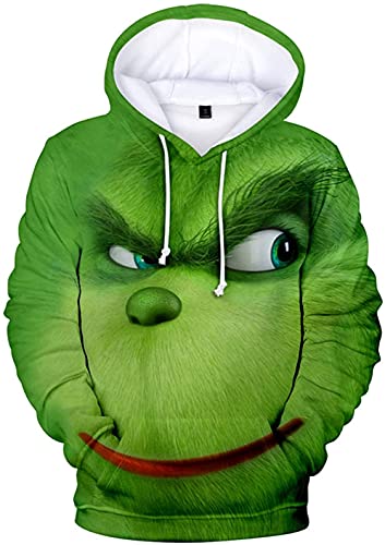 IFIKK Jungen Anime Kapuzenpullover Herren 3D Druck Fun-Kapuzenpullover Kreativer Weihnachts Anime Hoodie Pullover Weihnachtsmann Hoodie Bequemes Sweatshirt mit Kängurutasche (Stil 1, XS) von IFIKK