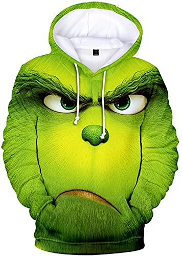 IFIKK Jungen Anime Kapuzenpullover Herren 3D Druck Fun-Kapuzenpullover Kreativer Weihnachts Anime Hoodie Pullover Weihnachtsmann Hoodie Bequemes Sweatshirt mit Kängurutasche (Stil 19, XL) von IFIKK