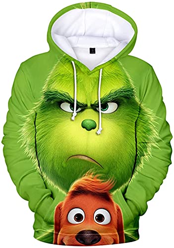 IFIKK Jungen Anime Kapuzenpullover Herren 3D Druck Fun-Kapuzenpullover Kreativer Weihnachts Anime Hoodie Pullover Weihnachtsmann Hoodie Bequemes Sweatshirt mit Kängurutasche (Stil 33, M) von IFIKK