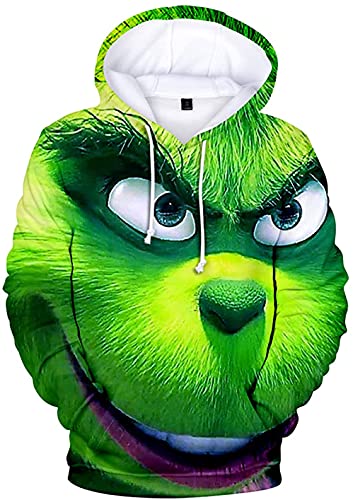 IFIKK Jungen Anime Kapuzenpullover Herren 3D Druck Fun-Kapuzenpullover Kreativer Weihnachts Anime Hoodie Pullover Weihnachtsmann Hoodie Bequemes Sweatshirt mit Kängurutasche (Stil 4, 3XL) von IFIKK